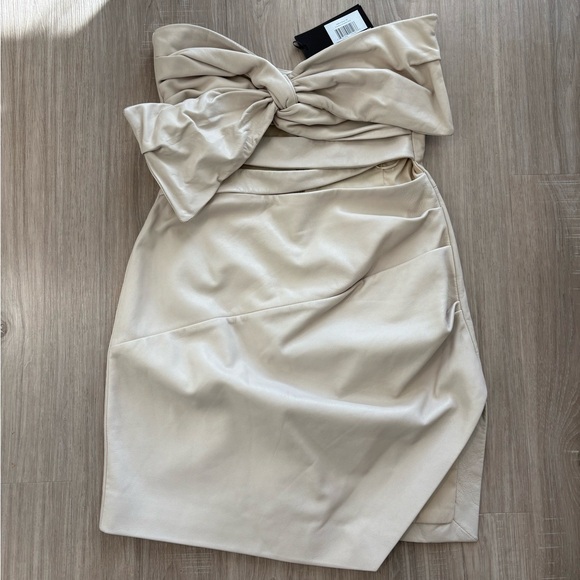 Lamarque Karla Leather Mini Dress in Bone Size XS NWT - Picture 6 of 11